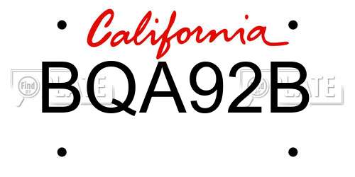 BQA92B California License Plate