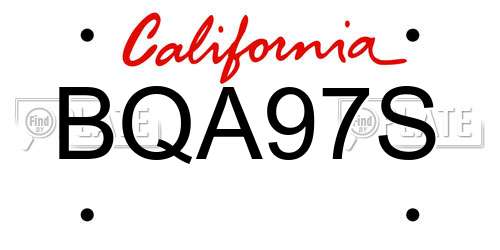 BQA97S California License Plate