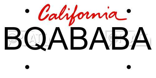 BQABABA California License Plate