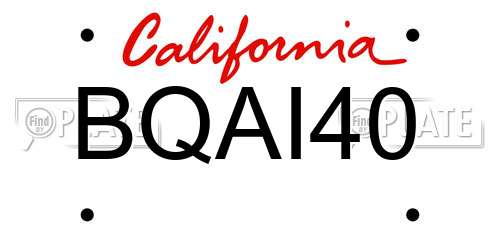BQAI40 California License Plate