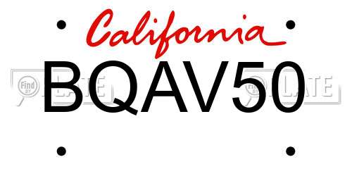 BQAV50 California License Plate