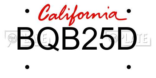BQB25D California License Plate