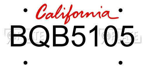 BQB5105 California License Plate