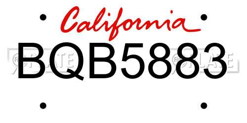 BQB5883 California License Plate