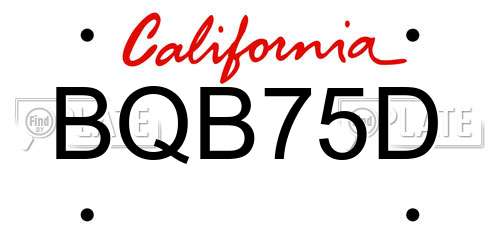BQB75D California License Plate