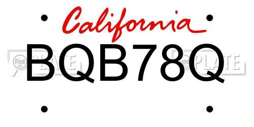 BQB78Q California License Plate