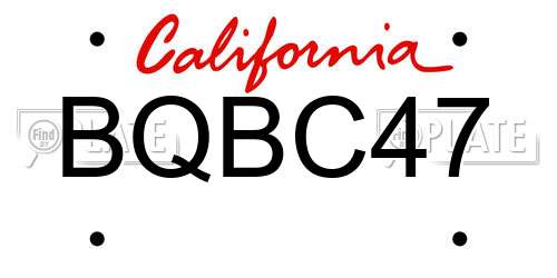 BQBC47 California License Plate