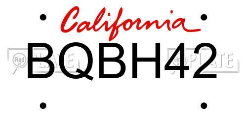 BQBH42 California License Plate