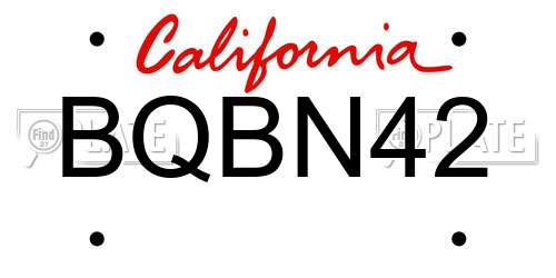 BQBN42 California License Plate