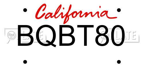 BQBT80 California License Plate