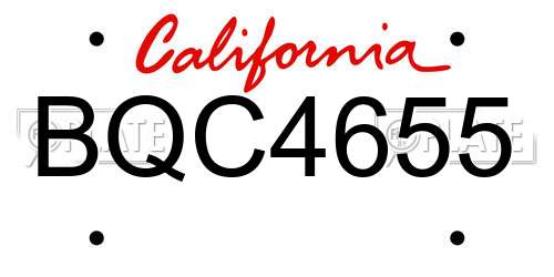 BQC4655 California License Plate