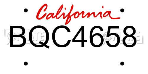 BQC4658 California License Plate