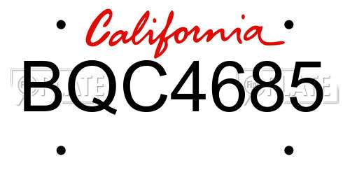 BQC4685 California License Plate