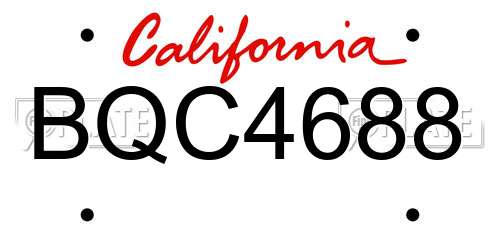 BQC4688 California License Plate