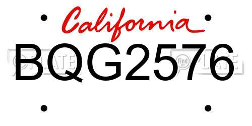 BQG2576 California License Plate