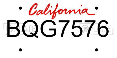 BQG7576 California License Plate