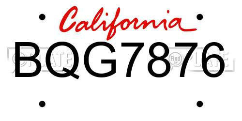 BQG7876 California License Plate