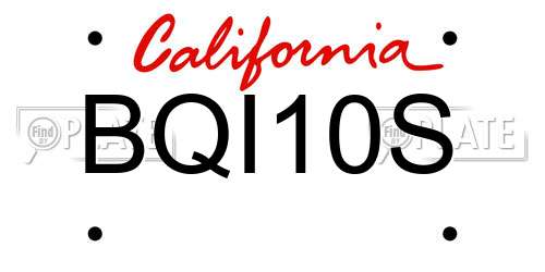 BQI10S California License Plate