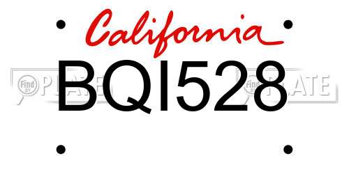 BQI528 California License Plate