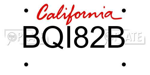 BQI82B California License Plate