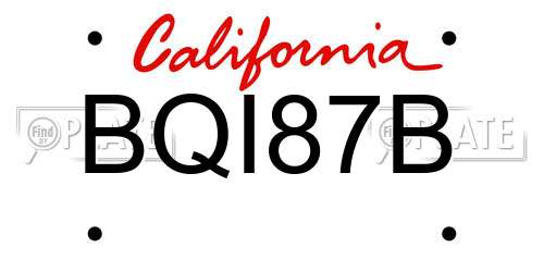 BQI87B California License Plate