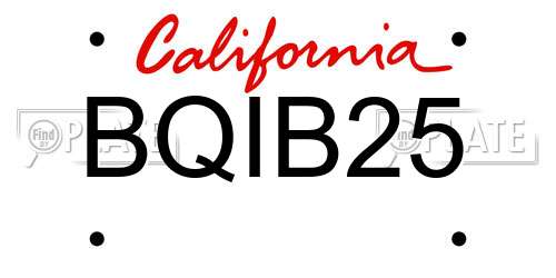 BQIB25 California License Plate