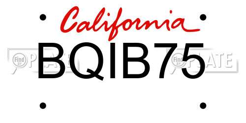 BQIB75 California License Plate