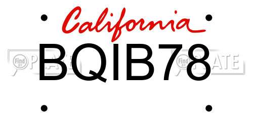 BQIB78 California License Plate