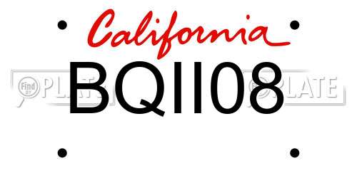 BQII08 California License Plate