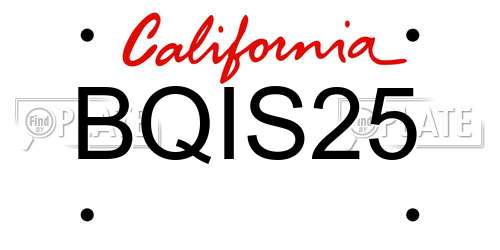 BQIS25 California License Plate