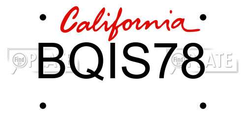 BQIS78 California License Plate