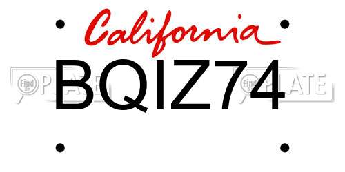 BQIZ74 California License Plate