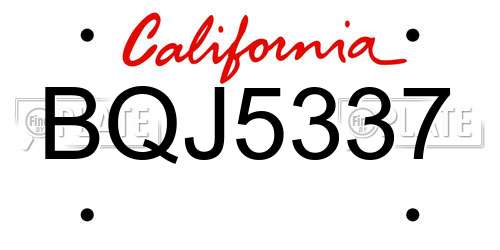 BQJ5337 California License Plate