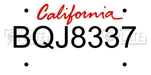 BQJ8337 California License Plate