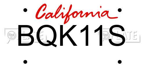 BQK11S California License Plate