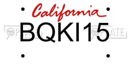 BQKI15 California License Plate