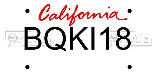 BQKI18 California License Plate