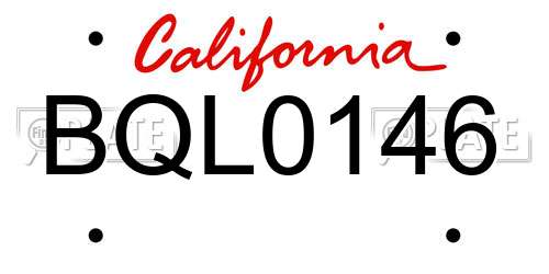 BQL0146 California License Plate
