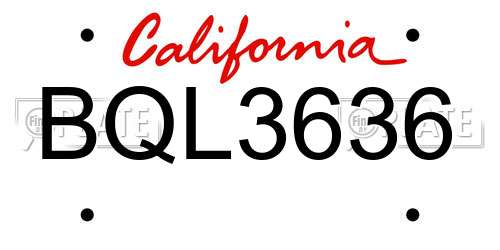 BQL3636 California License Plate