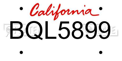 BQL5899 California License Plate