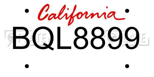 BQL8899 California License Plate