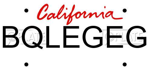 BQLEGEG California License Plate
