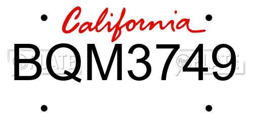 BQM3749 California License Plate