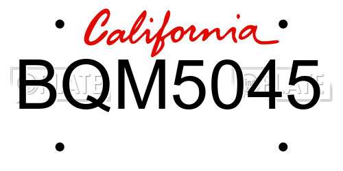 BQM5045 California License Plate
