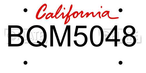 BQM5048 California License Plate