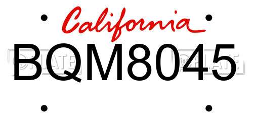 BQM8045 California License Plate