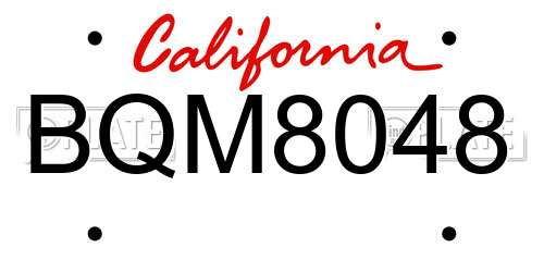 BQM8048 California License Plate