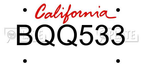 BQQ533 California License Plate