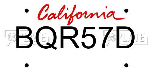 BQR57D California License Plate