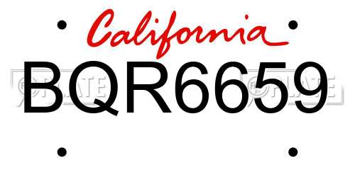 BQR6659 California License Plate